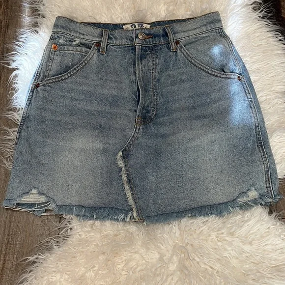🥳HP🥳 Free People Brea Cutoff Mini Skirt in Mile High Blue - Picture 5 of 10